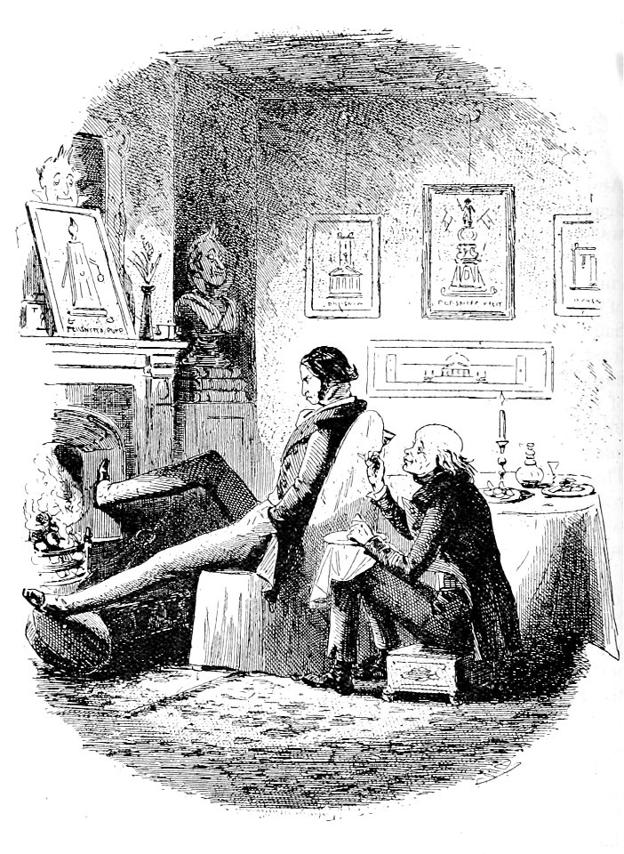 P070--Martin Chuzzlewit (Phiz)--pinch and pupil on social occasion