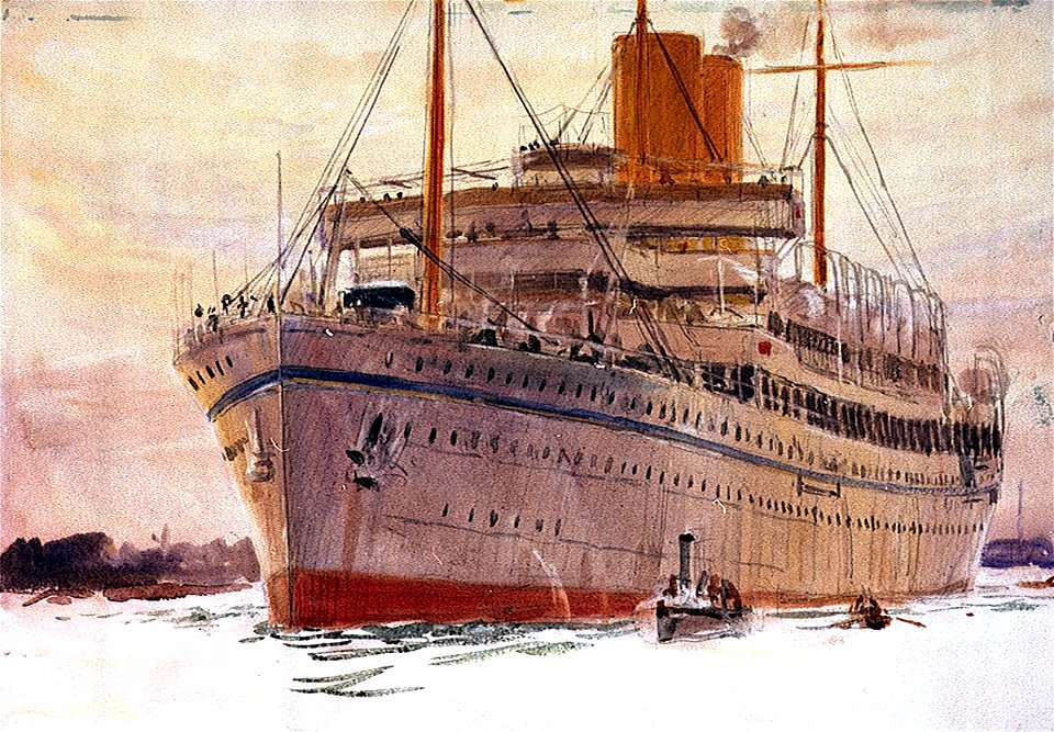 P and O liner 'Medina' at Portsmouth in 1911, fitted as a royal yacht RMG PV2105
