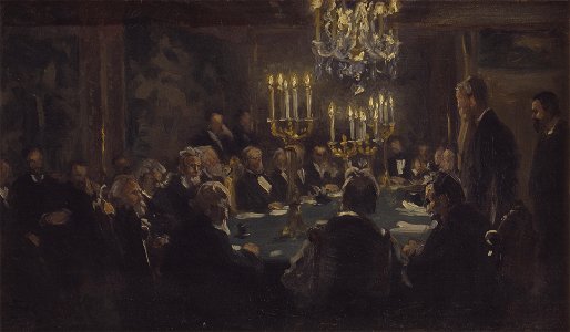 P.S. Krøyer - Kompositionsskitse til Et Møde i Videnskabernes Selskab i Videnskabernes Selskab - KMS3708 - Statens Museum for Kunst