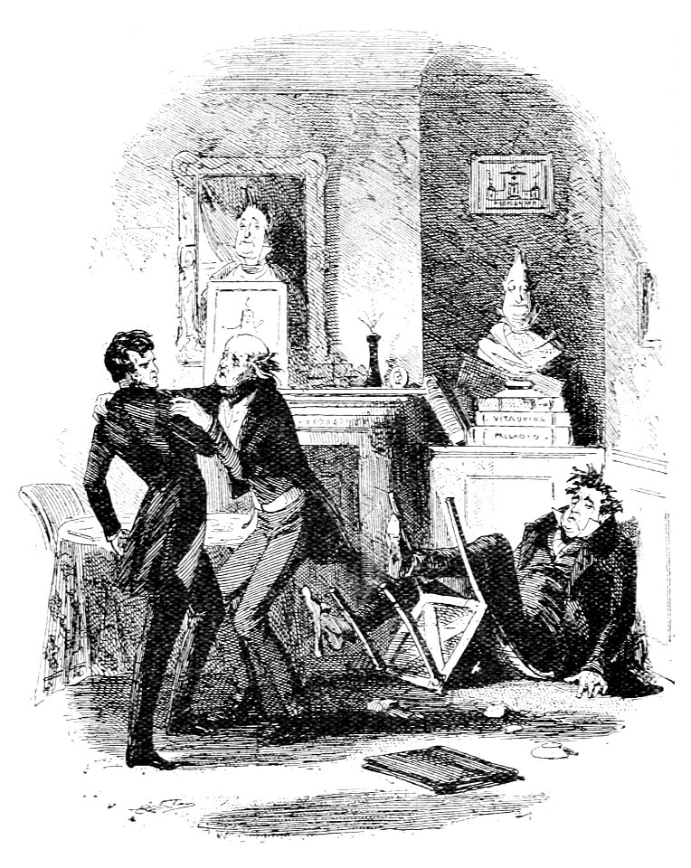 P160--Martin Chuzzlewit (Phiz)--pecksniff renounces deceiver