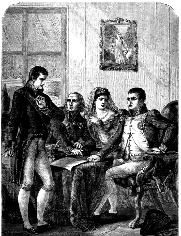 P337 FERDINAND OF SPAIN RESIGNING HIS CROWN AT THE DICTATION OF THE EMPEROR NAPOLEON