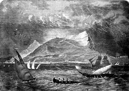 P312 GENERAL VIEW OF THE ROCK, TOWN, AND FORTIFICATIONS OF GIBRALTAR