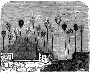 P313b Traitors Heads over the Gateway of London Bridge