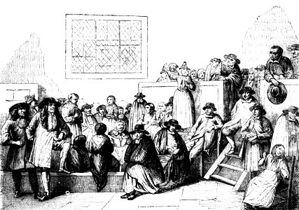 P375 A Friend's Meeting. From an Engraving of the 17th Century. Free illustration for personal and commercial use.