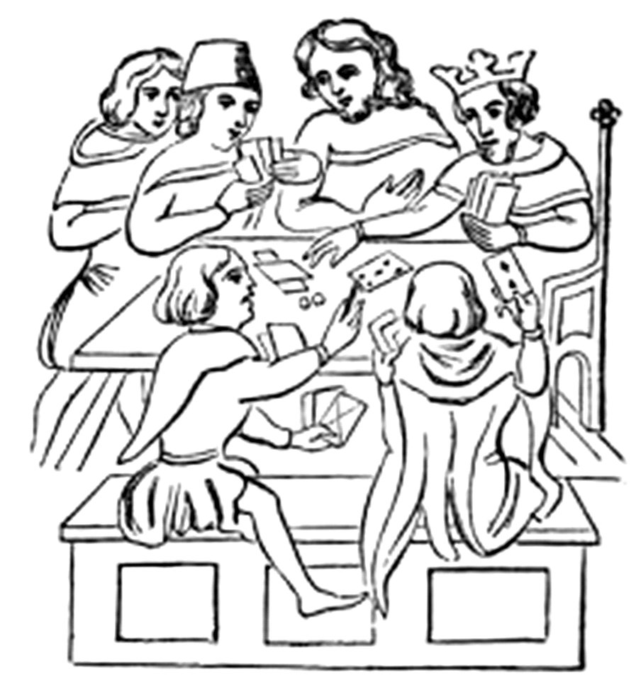 P480-B-Card playig. 14th Century