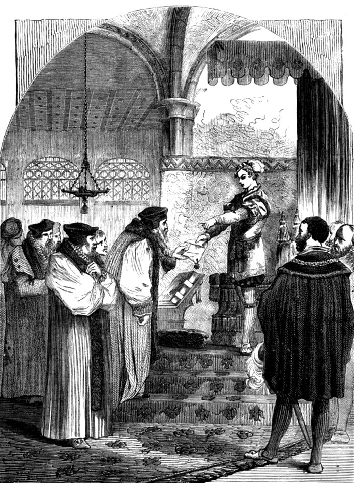 P325 Edward VI. presenting the Warrant for the Execution of Joan Pocher to Archbishop Cranmer. (See page 329)