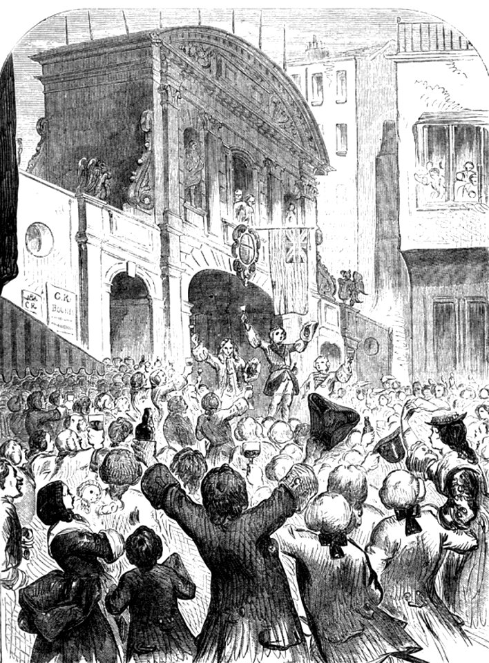 P445 The Prince of Wales Drinking Success to the War at Temple Bar