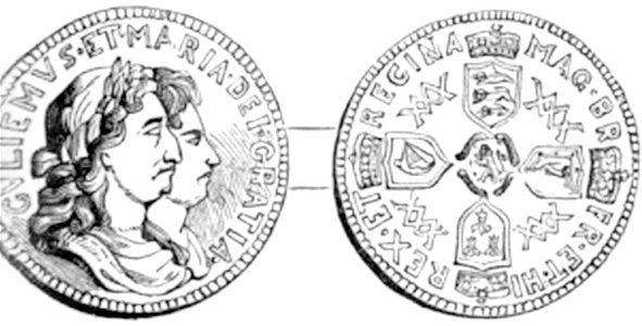 P613a FIVE-POUND PIECE OF WILLIAM AND MARY