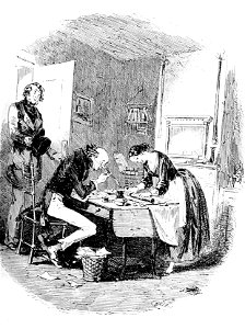 P452--Martin Chuzzlewit (Phiz)--pinch and ruth unconscious of visitor