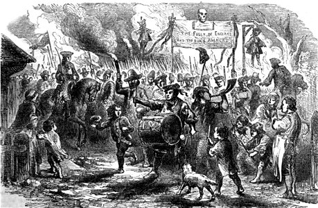 P45 THE STAMP ACT RIOTS AT BOSTON, IN AMERICA