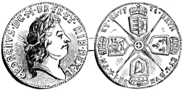 P613d CROWN PIECE OF GEORGE I