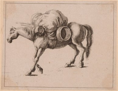 Paard beladen met bagage, objectnr A 14190