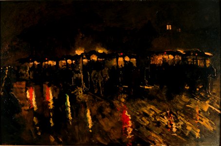 Paardentrams op de Dam te Amsterdam bij avond Centraal Museum 13982