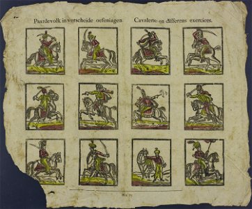 Paardevolk in verscheide oefeningen-Catchpenny print-Borms 0151
