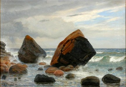Vilhelm Pacht - Kystparti med klipper - 1909