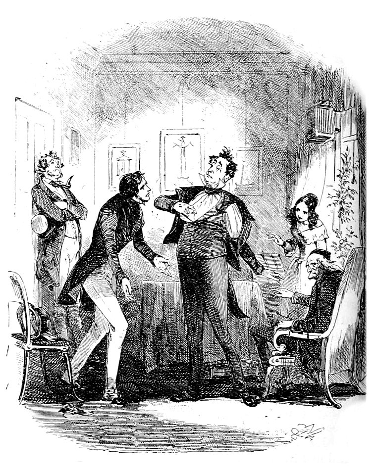 P497--Martin Chuzzlewit (Phiz)--pecksniff as shield of virtue