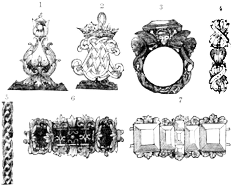 P71c 1, 2 Seals - 3, 4, 5 Rings - 6, 7, Portions of Chains