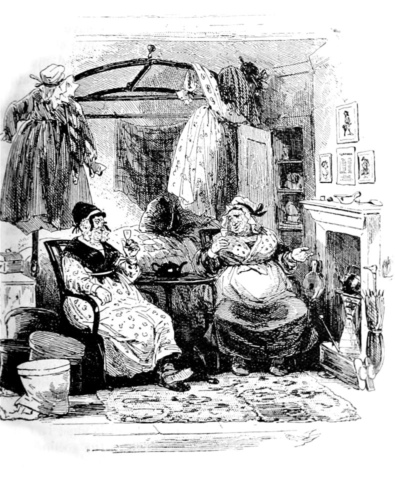P563--Martin Chuzzlewit (Phiz)--gamp proposes toast