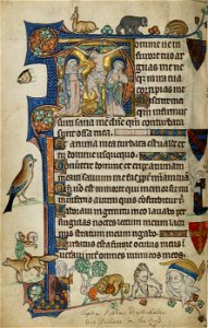 Pabenham-Clifford Hours - Fitzwilliam Ms242 f55v (beginning of the Penitential Psalms). Free illustration for personal and commercial use.