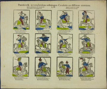 Paardevolk in verscheidene oefeningen-Catchpenny print-Borms 0215