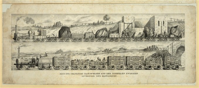 Pack und transport dampfwagen auf der eisenbahn zwischen Liverpool und Manchester - Carlsruhe bei J. Velten. LCCN2006678628