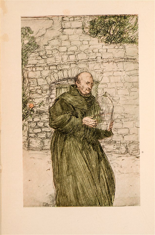 Padre Alonzo and Loretta the parrot (Arthur Rackham)