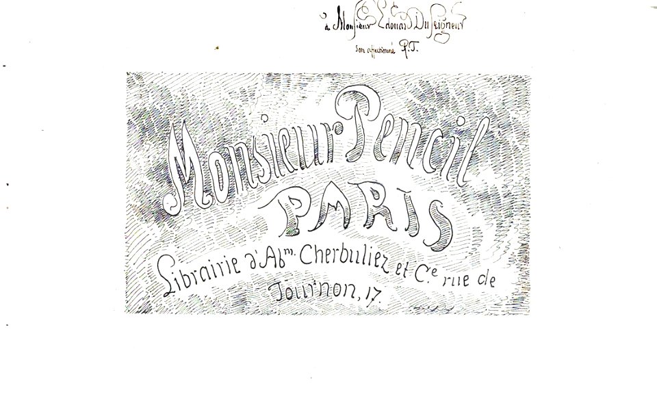 Page de titre de l'ouvrage de Rodolphe Topffer Monsieur Pencil