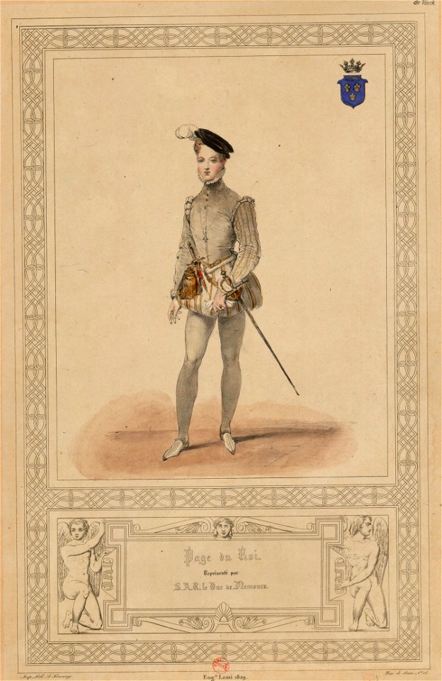 Page du Roi représenté par S.A.R. le Duc de Nemours