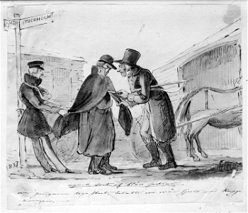 När pengarna togo slut, betalte vi vår skjuts med kappkragen. Fritz von Dardel, 1837 - Nordiska Museet - NMA.0053062. Free illustration for personal and commercial use.