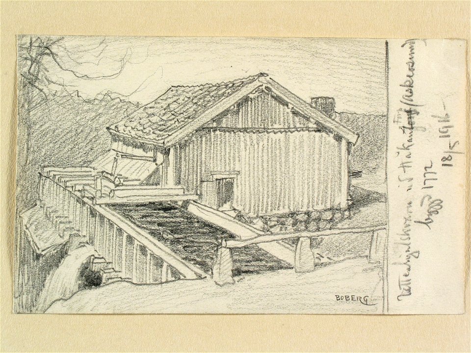 Närke, Sundbo hd., Askersunds landsförsamling. Vattenhjulkvarn vid Håkantorp byggd 1772 - Nordiska museet - NMA.0088346