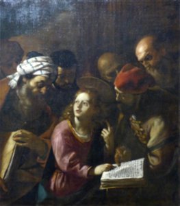 Nîmes,Beaux Arts037,Mattia PRETI(1613-99)Jésus au milieu des docteurs(1640-45)
