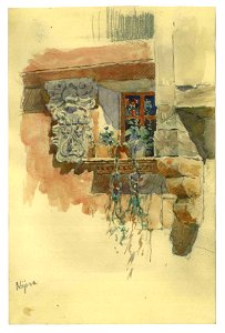 Nájera ventana, Aug. 1926, watercolor by Mariano Pedrero