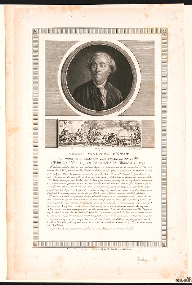 Néker ministre d'état et directeur général des finances en 1788, ministre d'etat et premier ministre des finances en 1790 - Duplessi Bertaux inv. et del. ; Duplessi-Bertaux aqua forti ; LCCN2013646612
