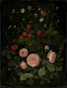 O.D. Ottesen - Still Life with Roses and Strawberries - KMS440 - Statens Museum for Kunst