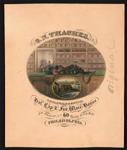 O.N. Thacher, Hat, Cap & Fur Ware-House Wholesale & retail - - on stone by Jas. Queen. ; P.S. Duval, Lith. Phil. LCCN98519825