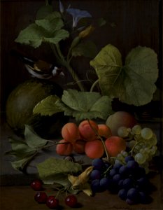 O.D. Ottesen - Still Life with Fruits and a Goldfinch - KMS732 - Statens Museum for Kunst