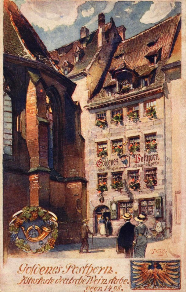 Nürnberg, Bayern - Weinstube Goldenes Posthorn (Zeno Ansichtskarten)