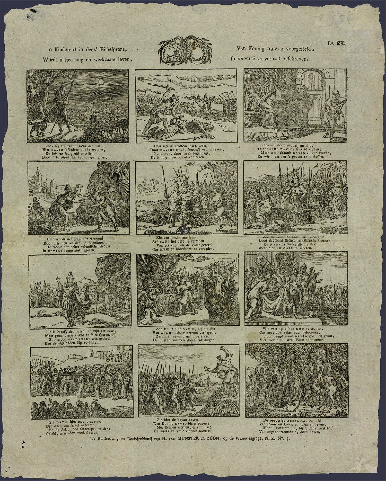 O kinderen! in deez' Bijbelprent, wordt u het lang en werkzaam leven, van Koning David voorgesteld, In Samuëls verhaal beschreven-Catchpenny print-SMC K 0128