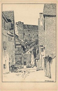 O Ubbelohde - Schloss von der unteren Stadt (Federzeichn AK A Fischer 2.3-1)