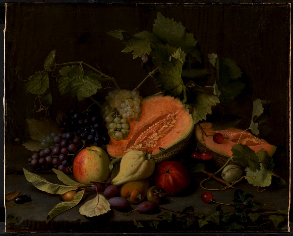 O.D. Ottesen - Still Life with Melons and Grapes - KMS612 - Statens Museum for Kunst