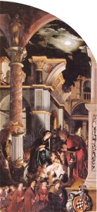 Oberried Altarpiece (right wing panel, the birth of Christ), by Hans Holbein the Younger
