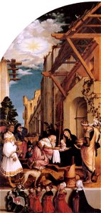 Oberried Altarpiece (left wing panel, the Adoration of the Magi), by Hans Holbein the Younger