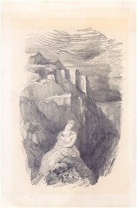 Odilon Redon - Femme dans un paysage montagneux