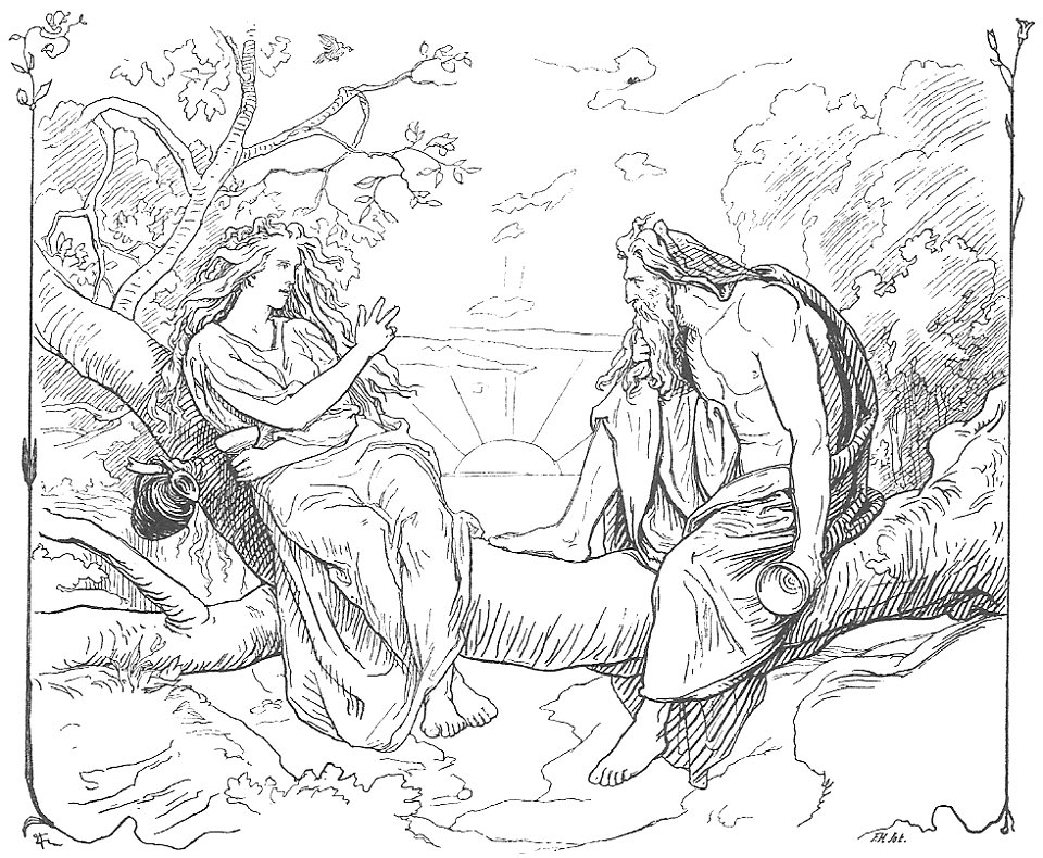 Odin and Sága by Frølich