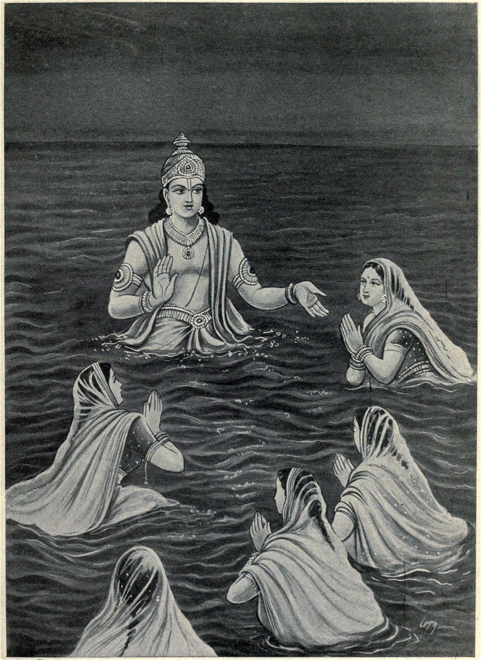 Ocean god Samudra with personified rivers