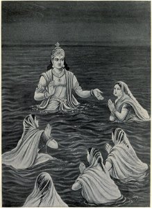 Ocean god Samudra with personified rivers