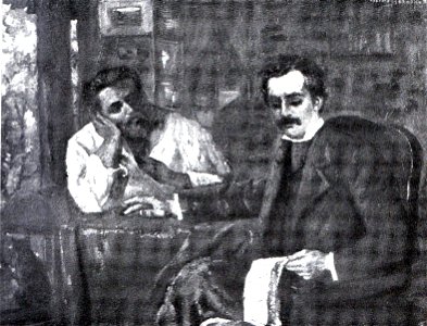 Octav Bancila - Creanga si Eminescu (1920). Free illustration for personal and commercial use.