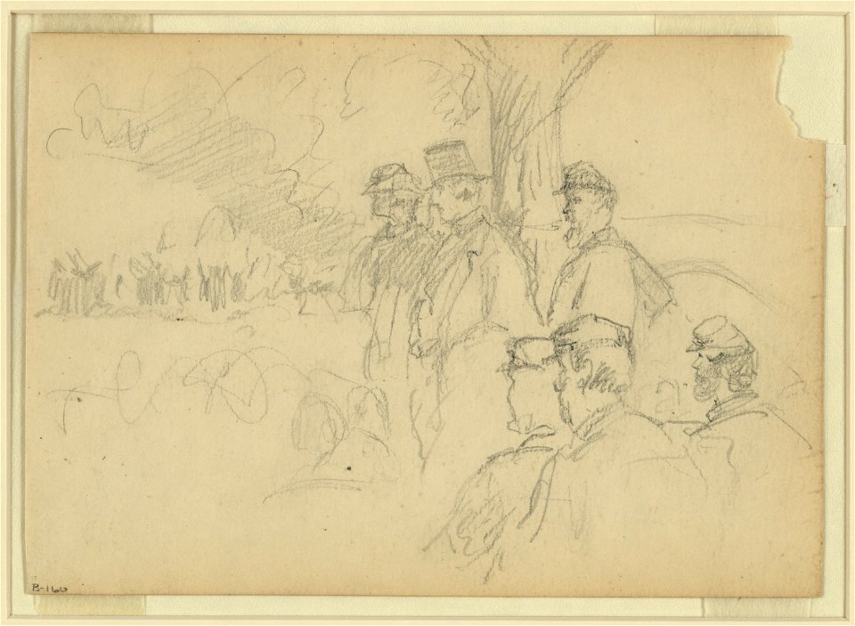 Officers and gentlemen watching a ceremony from a tree LCCN2004660562