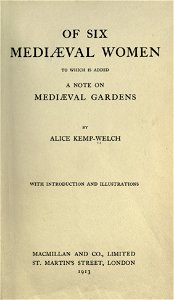 Of Six Mediaeval Women title-page