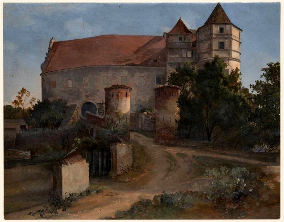 Ernst Ferdinand Oehme - Einfahrt zum Schloss Scharfenberg